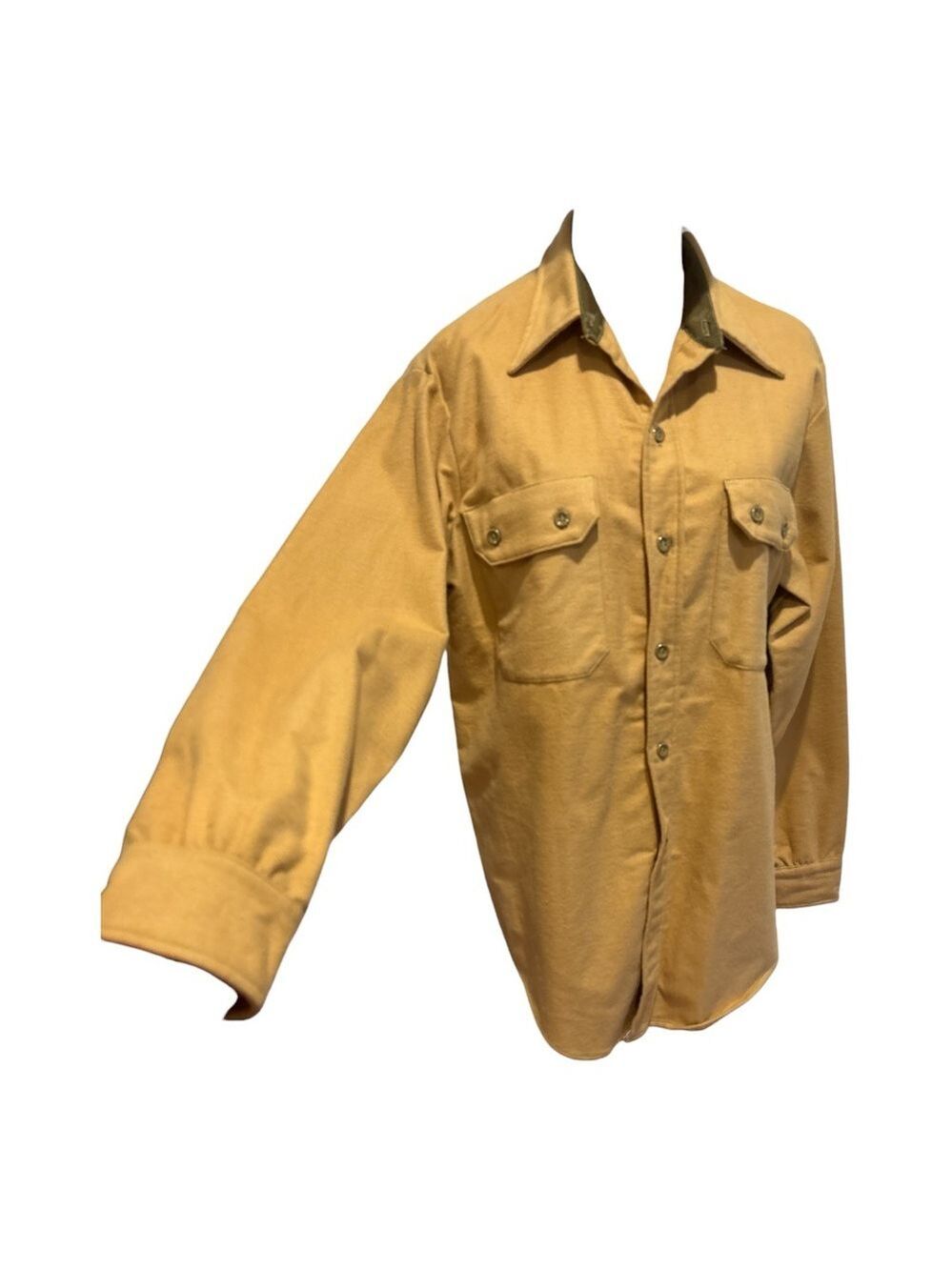 NWOT 80s NORM THOMPSON HEAVY FLANNEL GOLDEN TAN BUTTON DOWN SHIRT GORPCORE SZ M - Picture 2 of 7